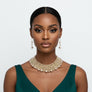 Brown Pearl Glass Bead Woven Collar Bib Necklace