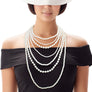 Pearl Necklace Cream 7 Strand Long Set for Women