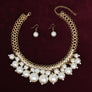 Clustered Cream Pearl Woven Cable Chain Necklace
