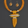 Orange Marbled Horn Pendant Multi Cord Necklace