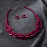 Long Fuchsia Wood Bead Earthy Energy Necklace