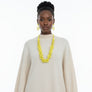 Long Yellow Wood Bead Earthy Energy Necklace