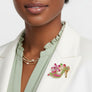 Brooch AKA Pink Green Crystal High Heel Flower Pin