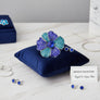 Brooch Large Royal and Aqua Blue Silver Flower Pin