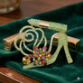 AKA Luminous Lipstick High Heel Green Gold Brooch