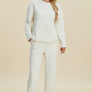 Double Take Full Size Texture Round Neck Long Sleeve Top and Pants Set