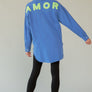 Davi & Dani Letter Back Raw Hem Half Button Shirt