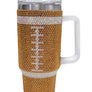 40oz Gameday Football Rhinestone Bling Glam Tumbler with Handle and Straw Stainless Steel and Double Wall Insulated