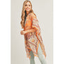 DIONA J BOHO PRINT KIMONO CARDIGAN ONE SIZE COLOR ORANGE