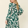 Double Take Full Size Printed Ruffle Hem Dress with Pocket