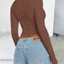 Solid Color Round Neck Long Sleeve T-Shirt