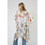DIONA J FLOWER PRINT RUFFLE KIMONO ONE SIZE MULTICOLOR