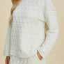 Double Take Full Size Texture Round Neck Long Sleeve Top and Pants Set