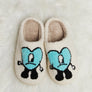 Melody Love Heart Print Plush Slippers