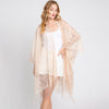 DIONA J FLORAL LACE KIMONO WITH TASSEL ONE SIZE COLOR BEIGE