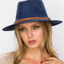 Vegan suede fedora with braided trim