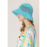 DIONA J SOLID STRAW BUCKET HAT ONE SIZE COLOR BLUE