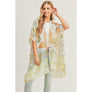 DIONA J FLORAL PRINT KIMONO CARDIAGN ONE SIZE COLOR GREEN