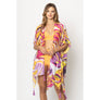 DIONA J TROPICAL PRINT KIMONO ONE SIZE COLOR BERRY