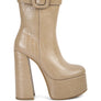 Bumpy Croc High Block Heeled Chunky Ankle Boots