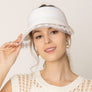 DIONA J STRAW SUN VISOR WITH LACE ONE SIZE COLOR IVORY