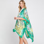 DIONA J HAND DRAWN WATERCOLOR TROPICAL LEAVES KIMONO ONE SIZE COLOR GREEN