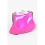 DIONA J METALLIC MIRRORED TOP HANDLE SWING CLUTCH CROSSBODY BAG COLOR SILVER