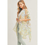 DIONA J FLORAL PRINT KIMONO CARDIAGN ONE SIZE COLOR GREEN
