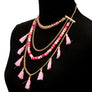 Pink Yarn Tassel Necklace Set
