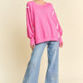 Davi & Dani Side Slit High-Low Lantern Sleeve Knit Top