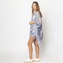 DIONA J FLORAL LACE KIMONO WITH FRINGE ONE SIZE COLOR SILVER