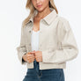 Snobbish Snap Down Long Sleeve PU Leather Jacket