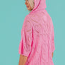 BiBi Openwork Heart Hooded Knit Top