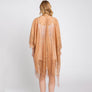 DIONA J FLORAL LACE KIMONO WITH TASSEL ONE SIZE COLOR TAUPE
