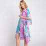 DIONA J HAND DRAWN TROPICAL LEAVES KIMONO ONE SIZE COLOR PURPLE