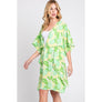 DIONA J FRONT ROPE FLOWER KIMONO ONE SIZE COLOR GREEN