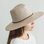 Faux suede wide brim panama hat with braided band