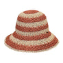 CC PAPER STRAW HAND CROCHET CLOTH IN 2 TONE STRIPES BUCKET HAT COLOR SAGE