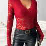 V-Neck Long Sleeve Lace Top
