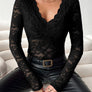 V-Neck Long Sleeve Lace Top
