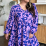 Double Take Full Size Printed Ruffle Hem Dress with Pocket