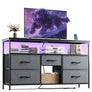 TV Stand Dresser With 5 Drawers, TV Stands Entertainment Center For 50 Inch Television, Media Console Table With Power Outlets And LED Lights, Office Lockers, Open Shelf, Living Room