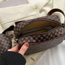 Small Brown Multi Handbag Checkered Vegan Leather Crossbody Bag with Coin Purse