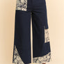 Davi & Dani Lace Applique Wide Leg Jeans