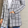 Printed Open Front Lapel Collar Cardigan with Pockets