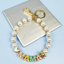 HEART BEAR SHAPED MAMA KEYCHAIN ENAMEL PEARL BRACE