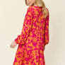 Double Take Full Size Printed Ruffle Hem Dress with Pocket
