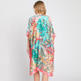DIONA J HAND DRAWN WATERCOLOR TROPICAL LEAVES KIMONO ONE SIZE COLOR PINK