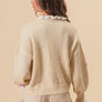 BiBi Ruffled Crochet Flower Dropped Shoulder Sweater