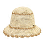 CC PAPER STRAW HAND CROCHET CLOTHE BUCKET HAT WITH SCALLOP EDGE DETAILS ROSE